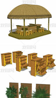 竹子家具饰品模型合集设计模型下载